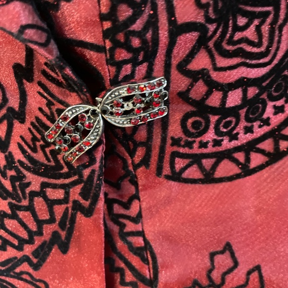 Sparkling Lined Crimson Red with Velvet Appliqués Party Jacket - Picture 2 of 10